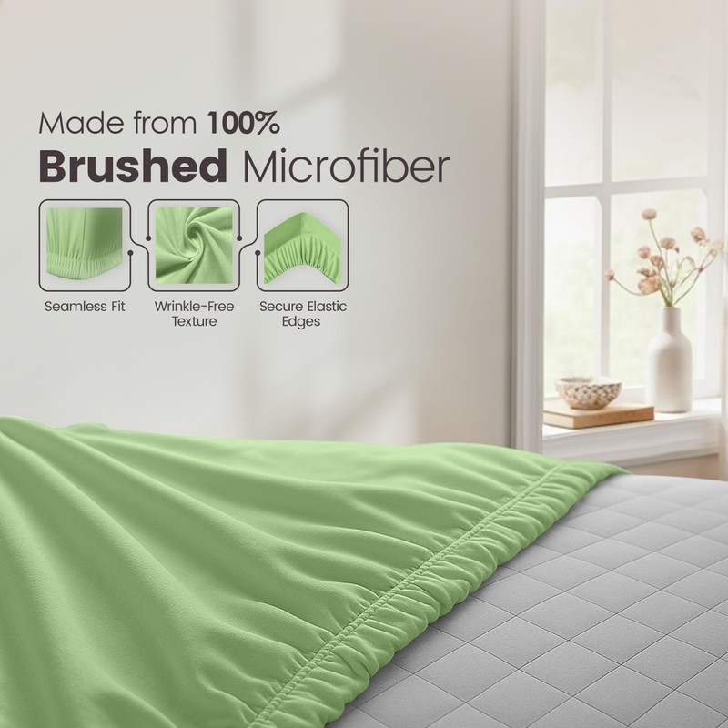 Utopia Bedding Fitted Sheet Single, Sage - Deep Pocket 14