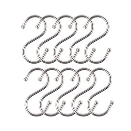 Yunox Stainless Steel S Hook Mini (Set of 10) S Can Hanging Small Items Hanging, Shedding Prevention, Load Capacity: Approx. 11.0 lbs (5 kg)