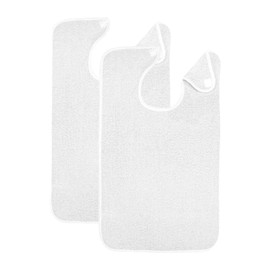 Amagogo 2 Pieces Adult Bibs for Eating, Adult Feeding Bibs Women Seniors Men Reusable Clothing Protectors, Washable for Car Trips, White