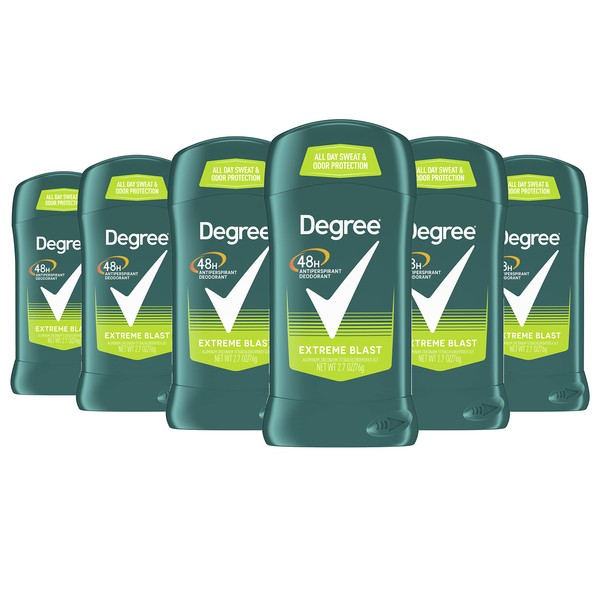 Degree Men Original Antiperspirant Deodorant for Men, Pack of 6, 48-Hour Sweat and Odor Protection, Extreme Blast 2.7 oz