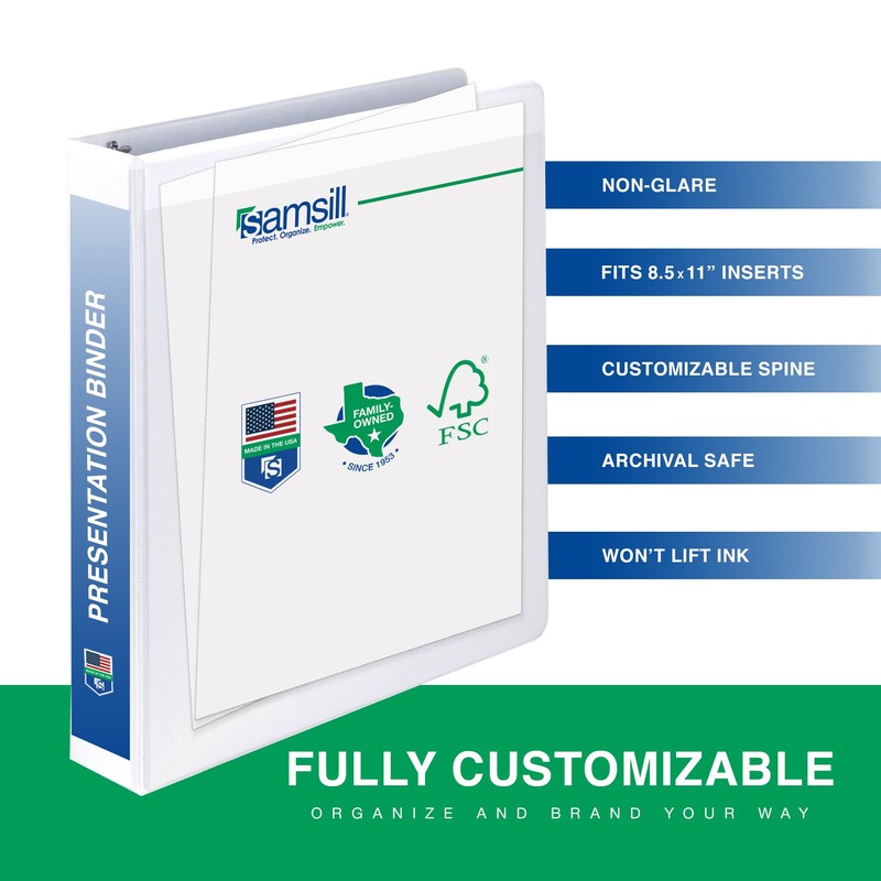 Samsill 1 Inch 3 Ring Binders, Made in USA, Economy
