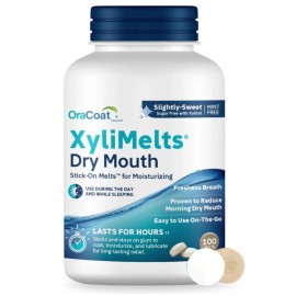 OraCoat XyliMelts Dry Mouth Relief Oral Adhering Discs Slightly Sweet with For