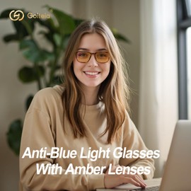 Goiteia Orange Glasses with Blue Light Filter - Amber Tinted Screen Glasses for Better Focus at Work/Improved Sleep/Eye Strain, Orange tortoiseshell frame (better concentration at work)