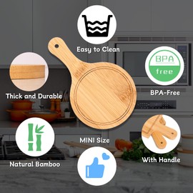 Mini Cutting Board, Charcuterie Boards Set, 6 PCS Bamboo Cheese Board Set, 6inch Cheese Serving Trays Platter Small Wood Cutting Board Fruit Trays for Serving Party, House Wedding Gifts (Light)