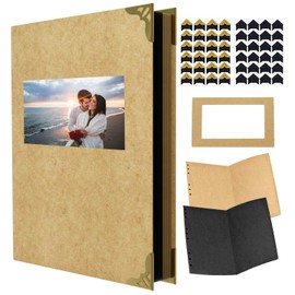 Scrapbook Photo Album 34 Black & Brown Sheets 8.5 x 11 in - DIY Scrap Book Craft Paper for Anniversary Gift - Wedding Guest Book - Mother Day