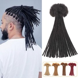 Loc Extensions Human Hair 60 Strands 0.6 cm 10 Inch Dreadlock Extensions Human Hair Loc Extensions Dreads Extensions for Men Women Kids Real Human Hair Locs 1B Natural Black Handmade Permanent Locs
