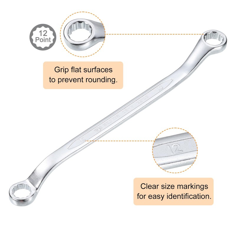 sourcing map 45-Degree Offset Box End Wrench 12mm x 13mm