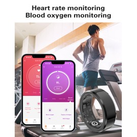 Jefuzh Smart Rings Health Tracker，Sports Fitness Ring，Step Tracker，Heart Rate Monitor ，Blood Oxygen， Sleep Tracker ，IP68 Waterproof，Activity Fitness Tracker，Best Smart Rings for Women Men (Black, 1)