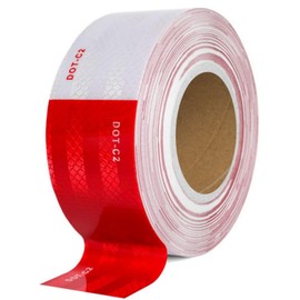 Cinta Reflectante de Seguridad Dot-C2, 5 cm x 30 m, Roja y Blanca, para Vehículos de Camiones y Remolques