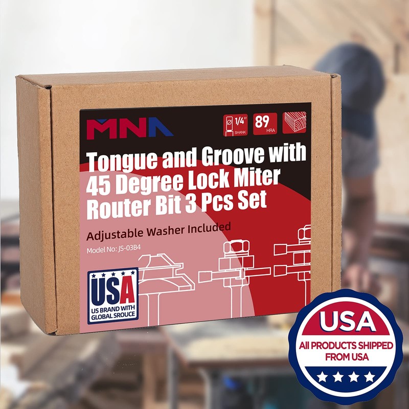 MNA Tongue and Groove Router Bits Set & 45 Degree