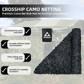 CROSSHIP Camo Netting Hunting Camouflage Accessories - Camouflage Party Decorations，Camping Ghillie Netting, Sunshade Camo Mesh & Hunting Blind Deer Stand (9.8ftx9.8ft, Black)