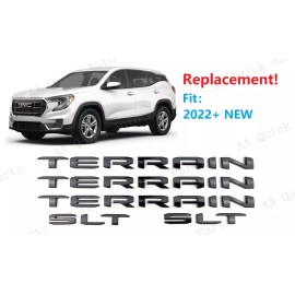 GMC 5PC Gloss Black Door Rear Tailgate Terrain SLT Letter Emblem 2022-2023 Terrain
