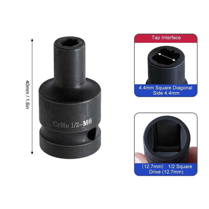 Yunir Tap Socket, 1/2" Cr-Molybdenum Steel Drive Square Socket Set,