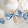 LiBongTa Small 2 Inch Twist Tie Pre-Made Satin Dusty Blue