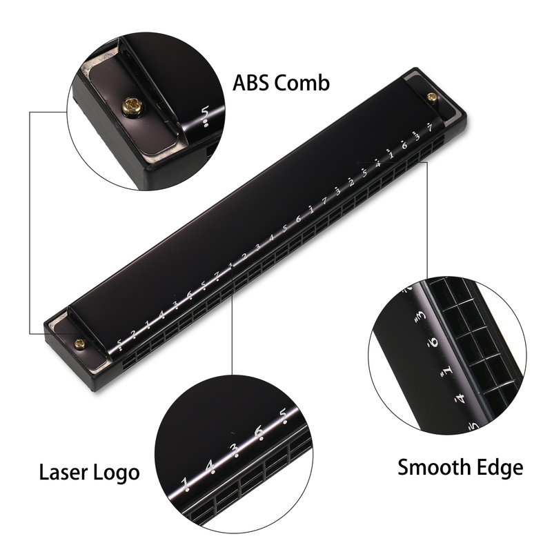 Harmonica Professional Harp Armonica Key of C 24 Hole Polyphony