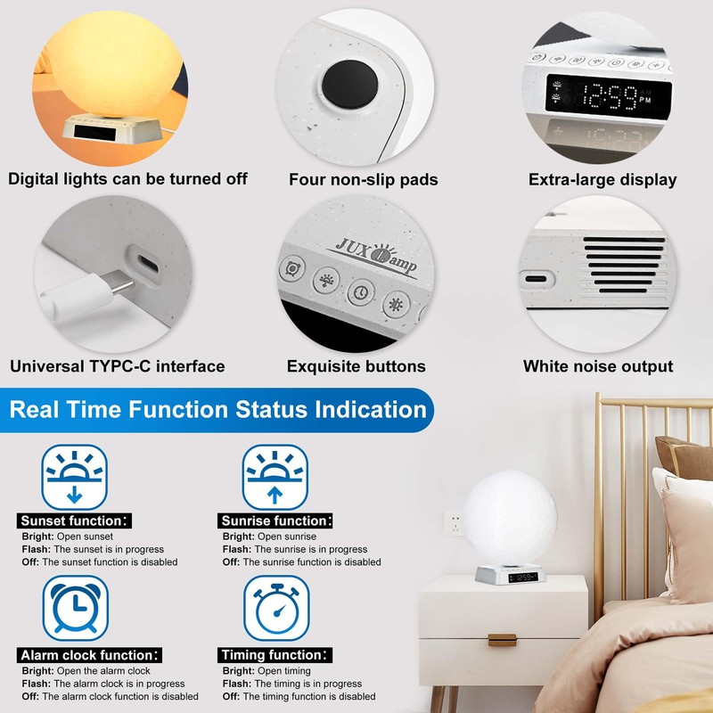 JUXLamp Sunrise Alarm Clock Wake Up Light - 3 Color