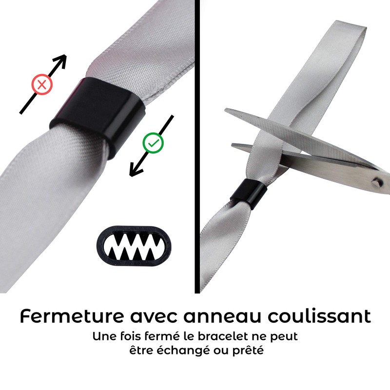 Extiff Custom Satin Ribbon Bracelet Set with Plastic Clasps (Silver