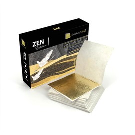 24K 99.99% Pure Gold Edible Gold Leaf Sheet GoldleafKing Zen Edition 10, 30, 50 Sheets Pack x 1.6 inches | 4x4cm The Perfect Medium size (Zen Edition - 10 Sheet)