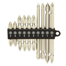 E-Value BS-10N Screw Bit Set of 10 Hex Shaft, 0.25 inches (6.35 mm)