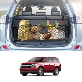 Cargo Net for Chevy Tahoe/GMC Yukon/Suburban 2015-2020, Karltys Trunk Net for Chevrolet Tahoe Accessories Envelope Style Netting with Metal Hooks, Highly Elastic Trunk Cargo Organizer for Yukon