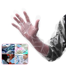 Artibetter Disposable Clear Gloves 50PCS Long Arm Plastic Gloves Latex Free Powder Free Gloves Cleaning Gloves Hand Protector