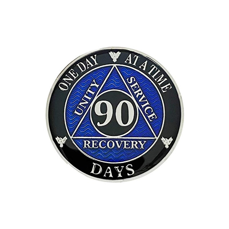 Simply Minimal AA 90 Days Silver Color Plated Coin, Alcoholics