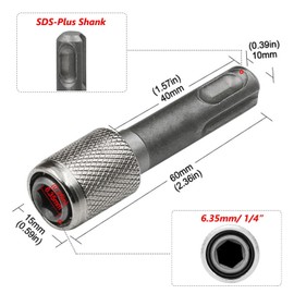 Bestgle 5Pcs SDS-Plus Drill Chuck Adapter, 6.35mm 1/4 Inch Hex Quick Release Socket Screwdriver Bit Holder Converter for Electric Hammer Impact Drill