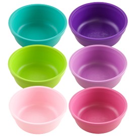 Re-Play Made in USA 12 Oz. Reusable Plastic Bowls, Pack of 6 - Dishwasher and Microwave Safe Bowls for Cereals, Snacks, and Everyday Dining - Toddler Bowl Set 5.75" x 5.75" x 2" - Fairytale