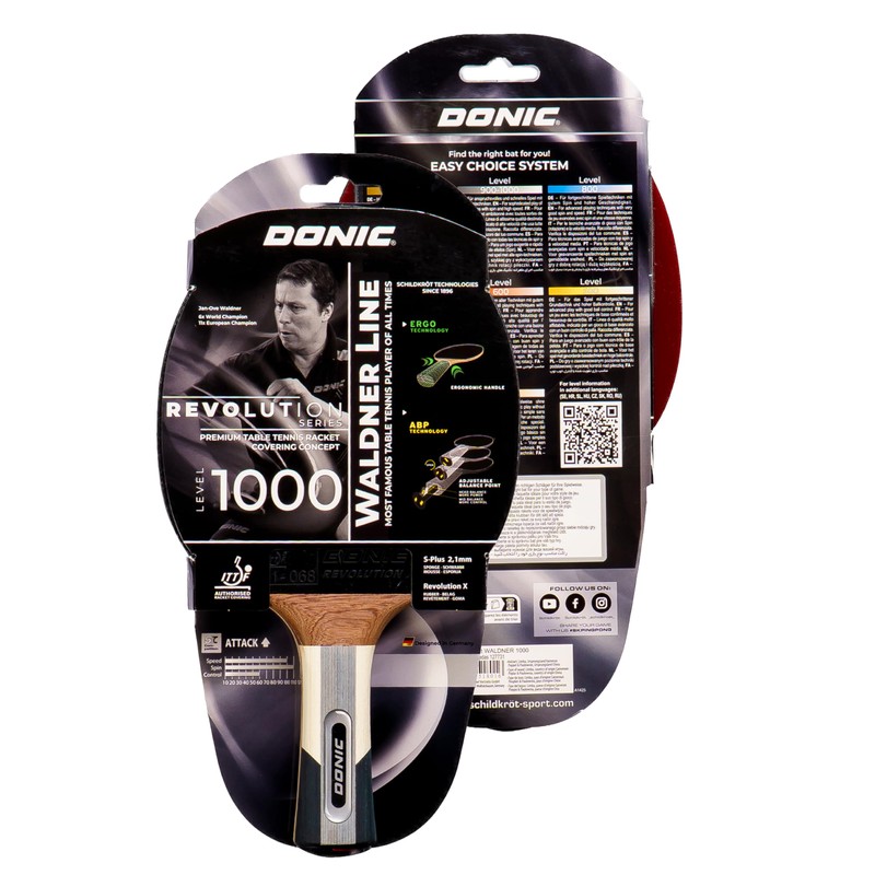 Donic-Schildkröt Waldner 1000 Table Tennis Bat, ABP Handle, Sponge 2.1