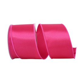 Reliant Ribbon Satin Value Wired Edge Ribbon, 2-1/2 Inch X 10 Yards, Fuchsia
