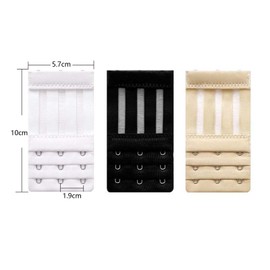 Yesmin 3 Pcs Bra Breathable Extension,Adjustable Nylon Fish Thread Stainless Steel Extended Bra Buckle-Multicolor