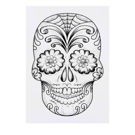 'Mexican Sugar Skull' Temporary Tattoo - Water Resistant, Skin-Safe, Non-Toxic Transfer (TO00064077)