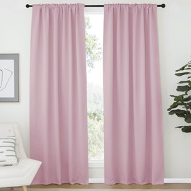 Blackout Curtain Panels for Girls Room Baby Pink 52W 84L 2 Panels Noise Reducing Back Tab Blackout Draperies by NICETOWN