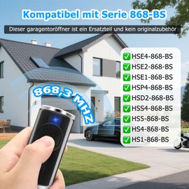 2 x replacement hand-held transmitters for Hörmann hse4-868-bs, garage door opener 868.3 MHz, 4 channels, compatible with hse4-868-bs, hse2-868-bs (black)