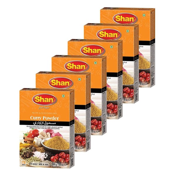 Shan - Curry Powder Mix, 7.05 oz (200g), Spice Powder for Meat, Vegetable and Lentil Curry (Pack of 6)