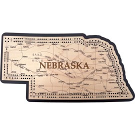 Nebraska, The Good Life Nebraska Shaped Road Map Cribbage Board
