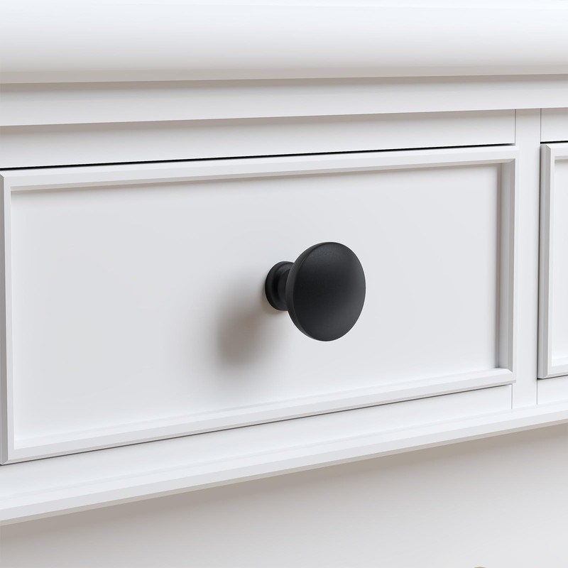 homdiy 25 Pack Black Cabinet Knobs Matte Black Round Dresser
