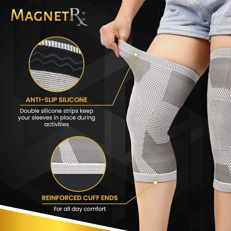 MagnetRX® Magnetic Knee Support Compression Stockings (2-Pack), Knee Pads for