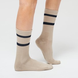 Foot Cardigan 3 Pack Ankle High Socks - Cotton Cushioned 2 Stripe Men's Athletic Socks for Active Sport, Gym, Hiking, Golf, Tennis etc. - Oatmeal Old School Breathable Arch Support Running Socks