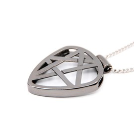 PICKRING Guitar Pick Holder Necklace for Guitarists/Guitar Picks Keeper Storage Pendant Necklace Stainless Steel Music Lovers Musicians Gifts… (Metal Black, Star)