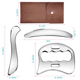 congumi 3-in-1 Stainless Steel Gua Sha Massage Tool Set, Muscle Scraping Tools for IASTM Therapy, Lymphatic Drainage Massager, Soft Tissue Massage Tool for body and face