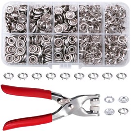 100 Sets Metal Snaps Buttons with Fastener Pliers Press Tool Kit, Prong Ring Snap Button Fasteners for DIY Crafts Clothes Hats and Sewing, Easy Installation for Fabric (9.5mm / 400 PCS)