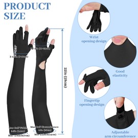 Qeedy 2 Pairs UV Protection Gloves Non Slip Full Finger Touchscreen Sun Protection Gloves Sunblock Gloves Summer Outdoor Driving Gloves for Women (Black Pink)