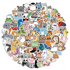 LZLPACKING 100 PCS Cute Animal Stickers,Colorful Animal Waterproof Stickers,Vinyl Cute Aesthetic Stickers for Water Bottle,Laptop,Phone,Skateboard Stickers for Teens Girls Kids