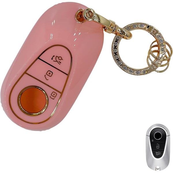 Pink Soft TPU Key Fob Cover Case Protector for Benz,