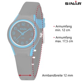 SINAR Girls Boys Unisex Watch Sports Watch Fitness Analogue Quartz 10 Bar Waterproof Black Blue XB-47-1, black-blue, Strap.