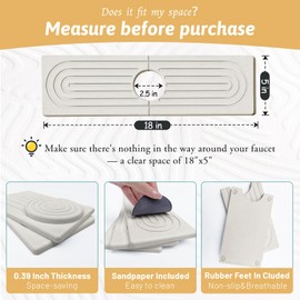 Detachable Faucet Handle Drip Catcher, Dish Drying Mat Soap Sponge Holder Tray for Kitchen Accessories, Bathroom Counter Sink Splash Guard, Home Organization Gadgets Organizer for Farmhouse, Ash Gray