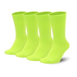 Sakusock Men's Colorful Combed Cotton Crew Socks Viscose– Dress Neon Vivid Color Crazy Fashion Socks 4-PACK (US, Numeric, 11, 14, Regular, Regular, Fluorescent Green)