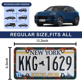 Retro Ocean Wave License Plate Frame - Unobstructed Narrow-Edge 2 Packs Universal Stainless Steel Car License Plate Frames Holder Solid Holder with 4 Holes Rustproof for Men Women
