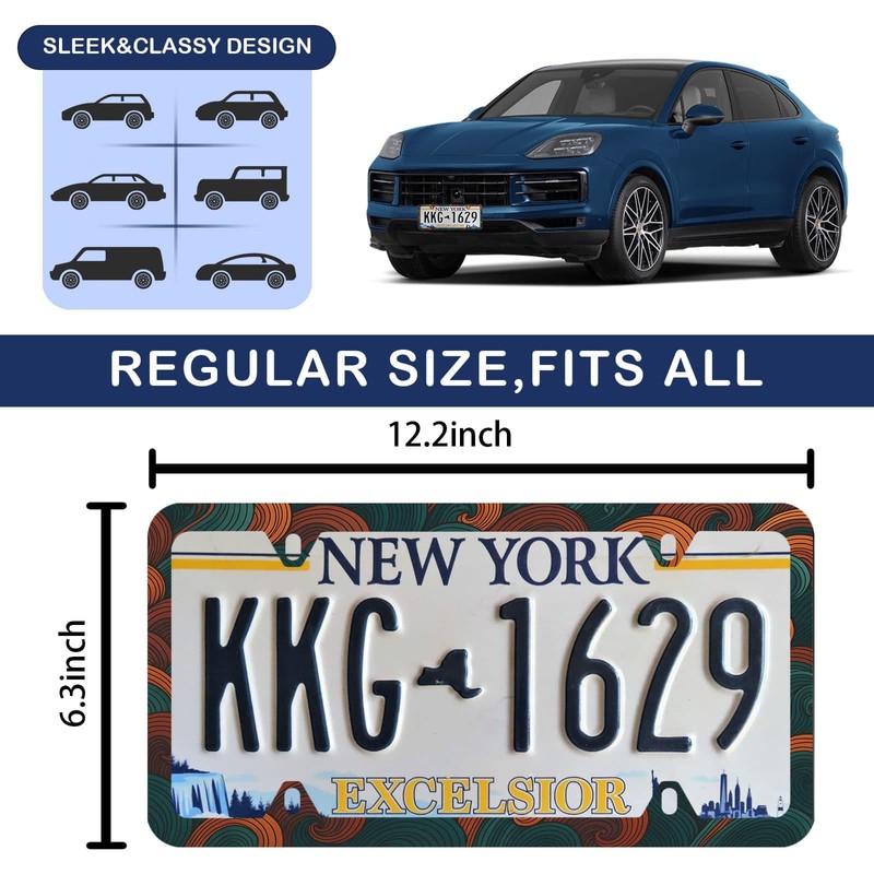 Retro Ocean Wave License Plate Frame - Unobstructed Narrow-Edge 2